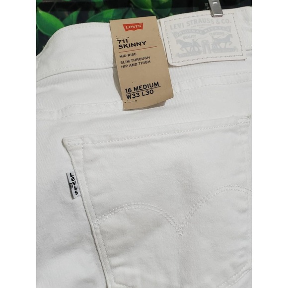 Levi's 711 Mid Rise Skinny White Jeans-Size 16 L33xW30 - Picture 5 of 9